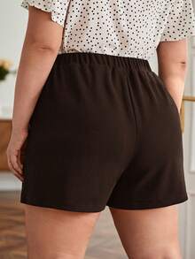 SHEIN Frenchy Plus Size Casual Solid Color Shorts, Summer - Brown - View 2