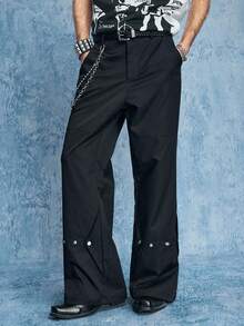 ROMWE MEN Spring Casual Men'S Solid Color Casual Pants, Simple And Stylish For Daily Wear - Black - View 5