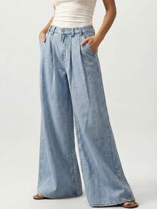 Bohemela Spring-To-Summer Women's Jeans,Light Blue Jeans,Spring To Summer,Comfortable Denim,Loose-Fit Denim Pants - Black - View 4