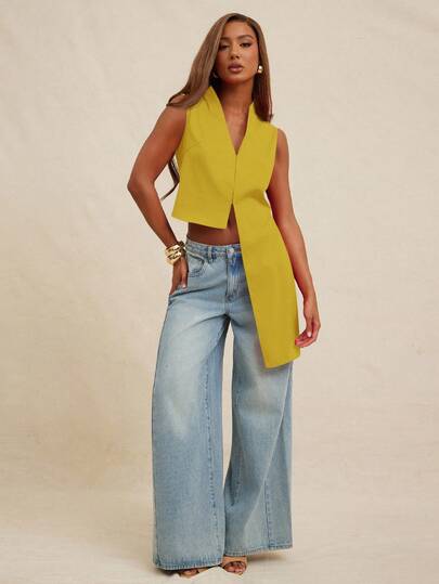 NYA SZN Áo không tay, kiểu dáng suông, rộng rãi, kín đáo, thích hợp mặc công sở, hàng ngày, cơ bản, xếp ly, đi nhà thờ, dễ thương, kiểu cổ điển, thanh lịch, mùa thu đông, phù hợp đi làm, dành cho nữ.