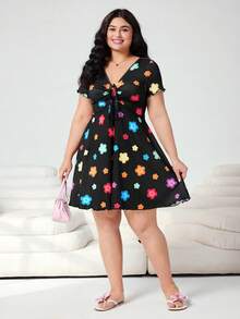 Solflare Đầm hè cỡ lớn in hoa nhiều màu sắc, kiểu dáng thường ngày. - Nhiều màu - Xem 6