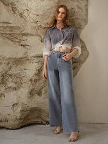 MOTF PREMIUM LOOSE WIDE LEG RHINESTONE EMBELLISHED JEANS, SPRING/SUMMER - Light Wash - View 6