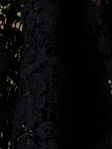 Aveloria Rosie European & American Style Fashionable Versatile Special Fabric Water-Soluble Lace Waist Cinching Long Sleeve Dress, Autumn/Winter - Black - View 3