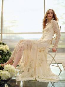 MOTF PREMIUM WOMEN'S ASYMMETRIC HEM ROMANTIC LONG DRESS WITH WAIST CINCHING, SUITABLE FOR SPRING/SUMMER - Apricot - View 2