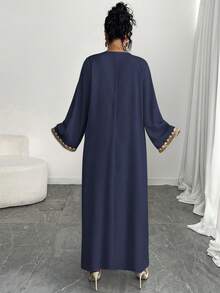 Al Najma 大码女士土耳其长袍和阿拉伯传统长裙 - 藏蓝色 - 查看 2