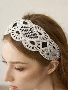 MOTF PREMIUM 白色蕾丝镂空宽边发带 - 白色 - 查看 1