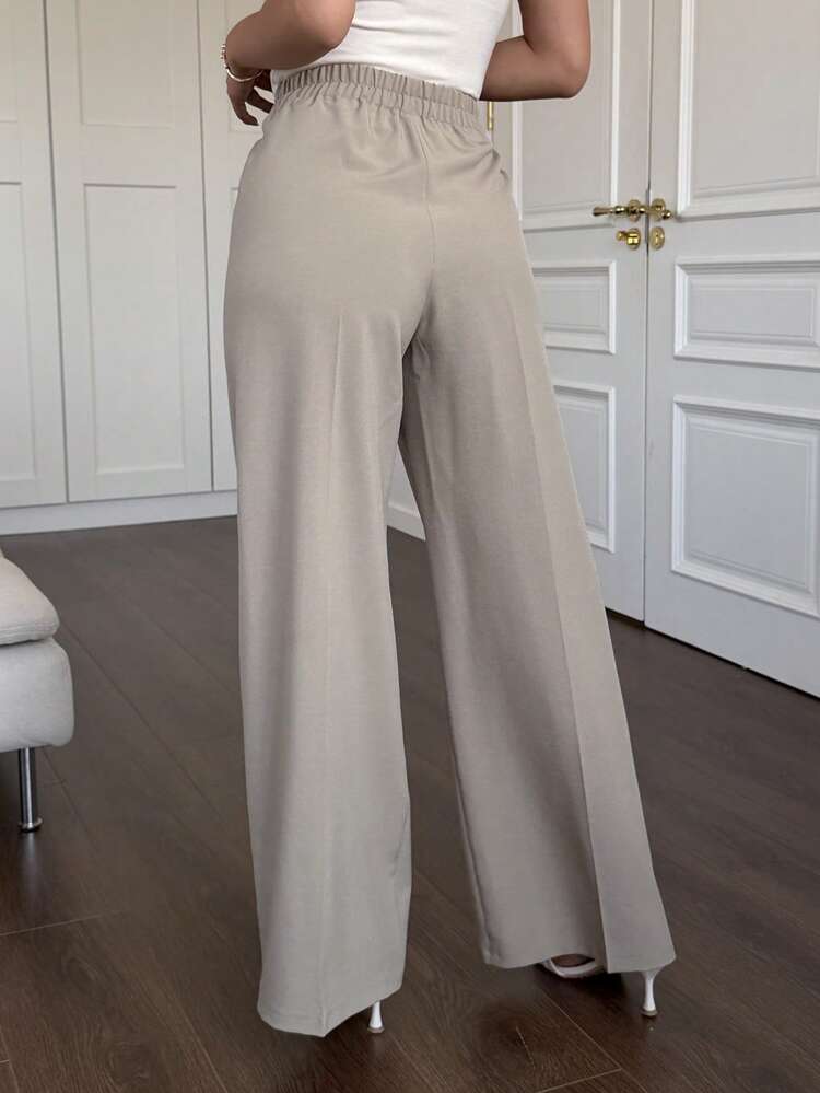 Women's Solid Color Elegant Formal Lace-Up Casual Pants