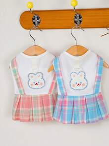 PETSIN 狗狗服装、猫咪服装、动物裙装、宠物春夏新品系列、幼犬连衣裙、公主风百搭连衣裙、条纹印花、小型动物服装、清凉防晒霜 - 彩色 - 查看 8