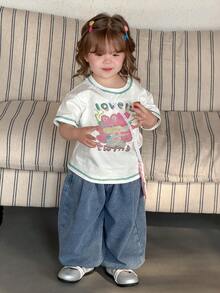 DAZY Toddler Girls' Loose Fit Washed Denim Jeans - Blue - View 9