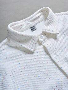 Manfinity Roghcode Men's Solid Color Front Button Casual Versatile Short Sleeve Shirt - White - View 5