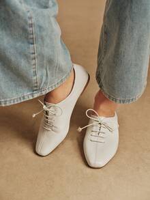 Rosivie French Retro Commuter Soft-Soled Casual Low Vamp Flat-Soled Shoes - Apricot - View 5