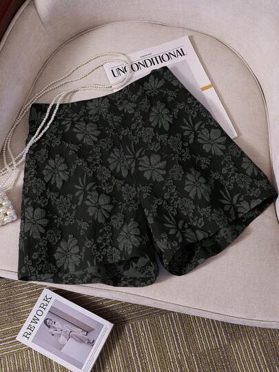 SHEIN LUNE Women's Summer Fashion Casual Jacquard Shorts