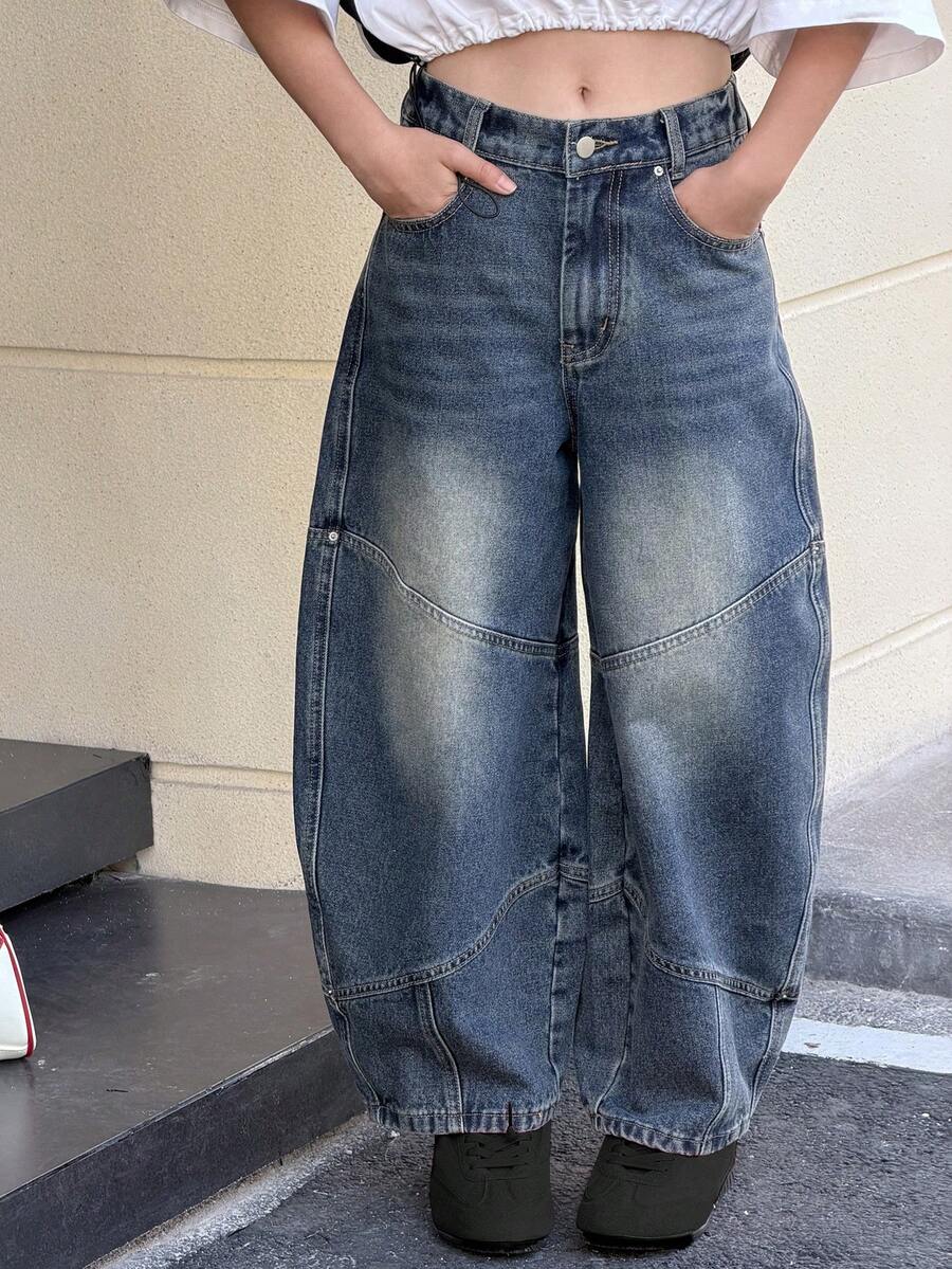 DAZY Tween Girls' Baggy Flared Loose Casual Jeans - Blue - View 1