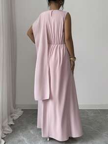 Elenzga Elegant Urban Chic New Women's Sleeveless High Waist A-Line Ankle-Length Dress In Light Pink, Suitable For Daily Wear, Weddings, Galas, Commuting, Graduation Parties, Holidays, Vacations, Dates, Parties, Halloween, Christmas, New Year, Thanksgiving, Weddings - Pink - View 2