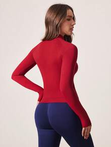 Easithlete Easithlete Chaqueta deportiva de ajuste ceñido con cremallera frontal y manga larga de unicolor - Burdeos - Ver 2