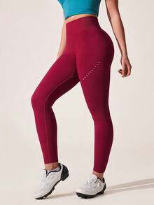 Exploreva Calça legging feminina de cintura alta com recortes, versátil para uso diário, atividades ao ar livre e ciclismo. - Violeta vermelha - Ver 6