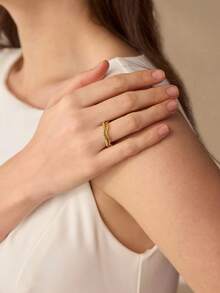 MOTF PREMIUM PRE-18K镀金紫色宝石双波浪戒指 - 紫色 - 查看 6