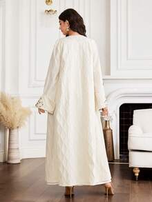 Al Najma Women's Minimalist Long Sleeve Arabic Abaya - Apricot - View 7