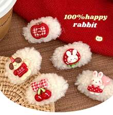 1pc Christmas Plush Animal Hair Clips, Girls Versatile Bangs Side Clips, Elegant Flyaway Hair Pins - Multicolor - View 5