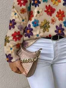 EMERY ROSE 女士常规版型长袖T恤，花卉印花设计，优雅气质，轻盈舒适，适合日常穿着，户外办公皆宜。 - 彩色 - 查看 5