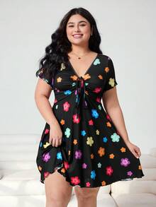 Solflare Đầm hè cỡ lớn in hoa nhiều màu sắc, kiểu dáng thường ngày. - Nhiều màu - Xem 8