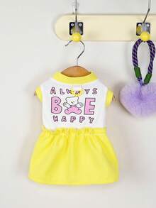 PETSIN 狗狗服装、猫咪服装、动物裙装、宠物春夏新品系列、幼犬连衣裙、公主风百搭连衣裙、条纹印花、小型动物服装、清凉防晒霜 - 彩色 - 查看 5