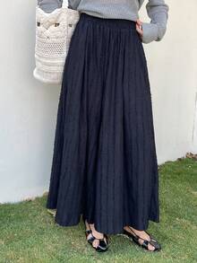 FRIFUL Women's Elastic Waist Textured Fabric Pants - Black - View 3