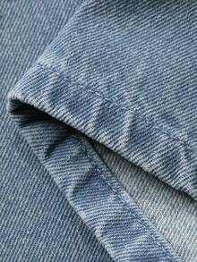 DAZY 女士休闲褶皱阔腿长款牛仔裤，春夏款 - 中等水洗藍 - 查看 9