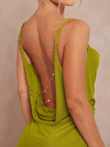 Lumalex 1pc Women's Asymmetric Ruched Bodycon Mini Dress - Green - View 4