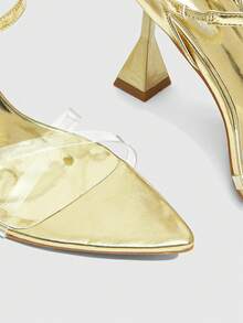 CUCCOO SZL Women's Fashionable Pointed Toe Heeled Sandals, Summer - Gold - View 6