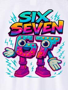 SHEIN Streecool Kids 男童卡通字母图案T恤 - 白色 - 查看 5