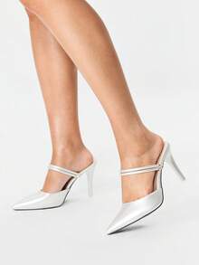 Glitzique Fall/Winter 2025 Women Closed Toe Pumps, New Elegant Mules Heels Shoes, Suitable For Date, Street, Party, Meeting, Commute And Business,Elegant,Elegant,Pointed Heels - Silver - View 5