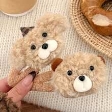 1pc Autumn Winter Plush Bear & Dog Hair Clips, Sweet Cute BB Clips, Girl's Front Bangs & Flyaway Hair Pins - Multicolor - View 2