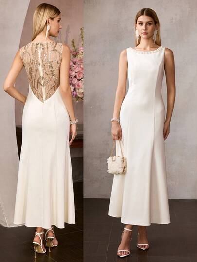 MOTF Soiréza WOMEN'S ELEGANT LONG MESH SEQUIN EMBROIDERED MERMAID DRESS FOR FORMAL OCCASIONS