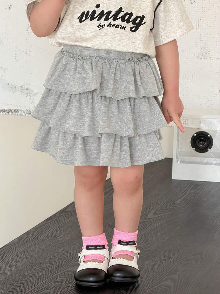 Baby Girls' Casual Ruffled Hem Solid Color Pants, Korean Style Summer