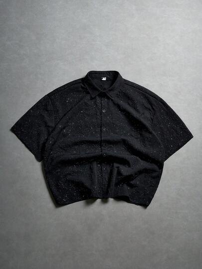 PAVTROS 男士休闲时尚前扣短袖衬衫，夏季款