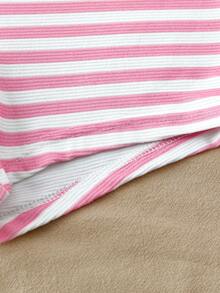 GlowEve Petite 女士条纹印花荷叶边上衣+三角裤+短裤三件套 - 粉色 - 查看 4