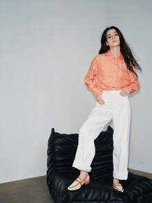 Giày bệt hở mũi thoáng khí mùa thu 2025 cho nữ, gót thấp, quai hậu, giày vải xuân/hè màu mơ - màu nâu - Xem 7