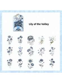4pcs Europa Floral Ode PET Sticker Set | Cross-Border Journal Stickers For Student & DIY Scrapbook Supplies - suit - View 6
