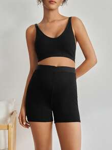 Moonlight&Mama 1 件女士舒适、时尚、高品质细罗纹腰带交叉孕妇内衣 - 黑色 - 查看 2