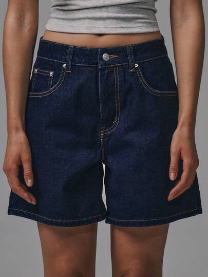 MUSERA 及膝牛仔短裤，秋季基础款，可爱街头风，外出休闲百搭，春夏必备单品