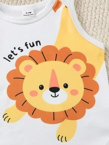 SHEIN Playful Pals 3件套男婴夏季蓝色可爱海洋生物印花连体衣 - 彩色 - 查看 7