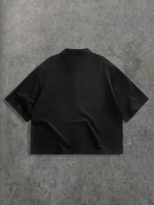 HIMLAND 男士字母花卉印花单排扣休闲短袖衬衫 男士图案衬衫 哥特衬衫 男士图案T恤 男士宽松印花衬衫 男士短袖纽扣衬衫 - 酒紅色 - 查看 3