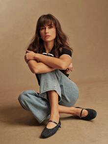 Rosivie Giày bệt nữ thiết kế khóa cài, kiểu dáng thường ngày, đa năng. - màu đen - Xem 4