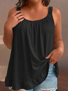 SHEIN Tall CURVE Áo camisole dáng rộng, thanh lịch, thường ngày dành cho nữ, cỡ lớn. - màu đen - Xem 4