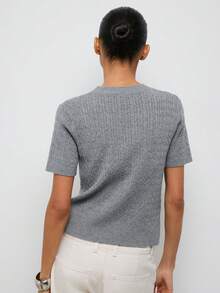Maija Áo khoác cardigan nữ màu trơn cổ chữ V tay ngắn cài cúc phía trước, kiểu dáng thường ngày, có túi, thích hợp mặc mùa hè, đi nghỉ hè, dự tiệc, đi biển, đi chơi, nghỉ xuân. - Màu Xám nhạt - Xem 6