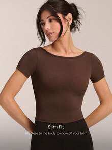 GLOWMODE Optidry速干露背T恤，日常休闲速干吸湿，春夏皆宜 - 咖啡棕 - 查看 2