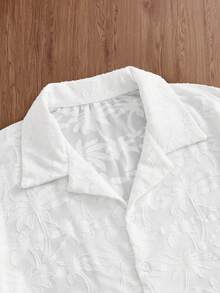 Manfinity Unisex Áo sơ mi nam tay ngắn, màu trơn, kiểu dáng thường ngày, cài cúc phía trước, đa năng. - trắng - Xem 4