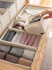 Pc Cloth Lingerie Compartment Storage Box, Drawer-Type Underwear Organizer For Home Use Decorations - Beige - View 2