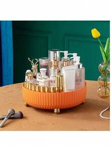 1pc 360° Rotating Makeup Perfume Organizer, 1pc Large Capacity Vanity Storage Tray, Multifunctional Cosmetic Organizer Round Holder With Elegant Design, Women's Day Gift,For Holiday Beach, Bathroom Collection, Bedroom Collection, Large Capacity - Multicolor - View 7